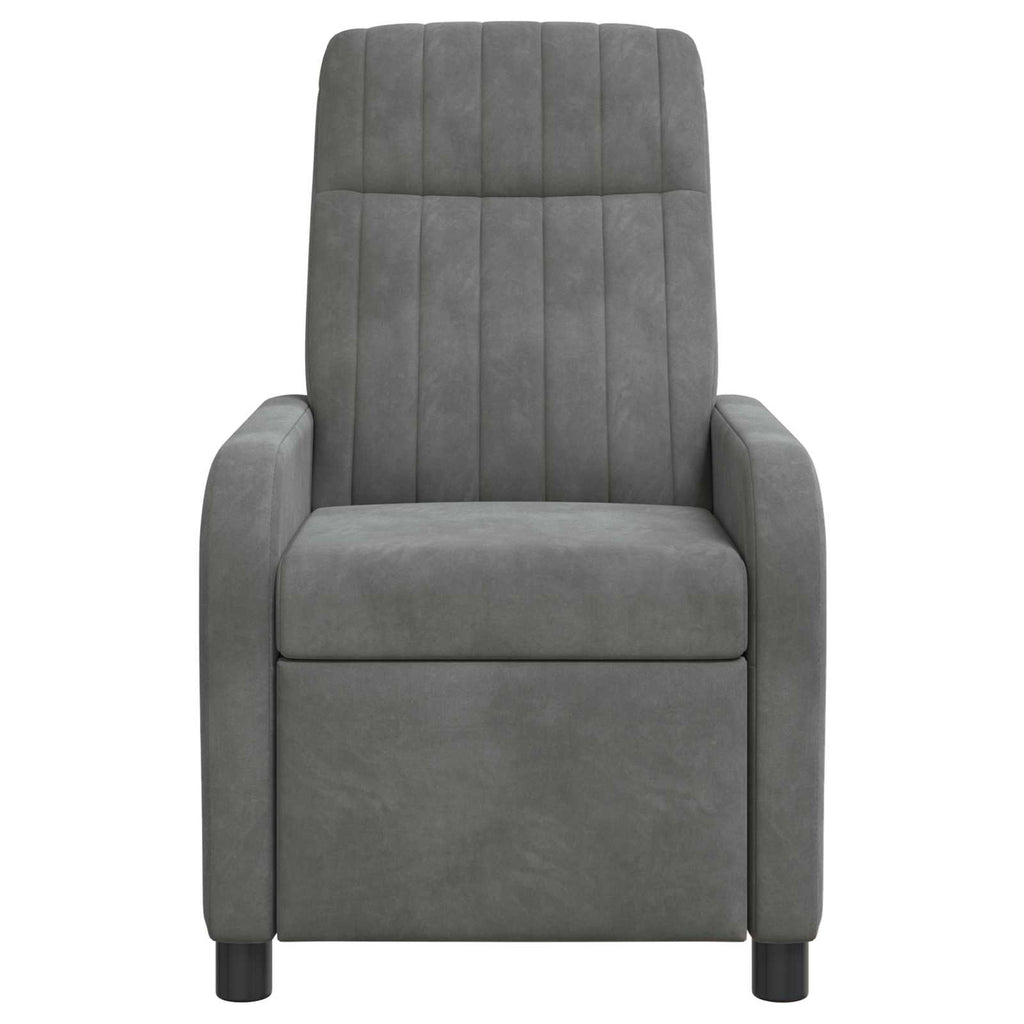 vidaXL Fotel recliner ciemnoszary Welur