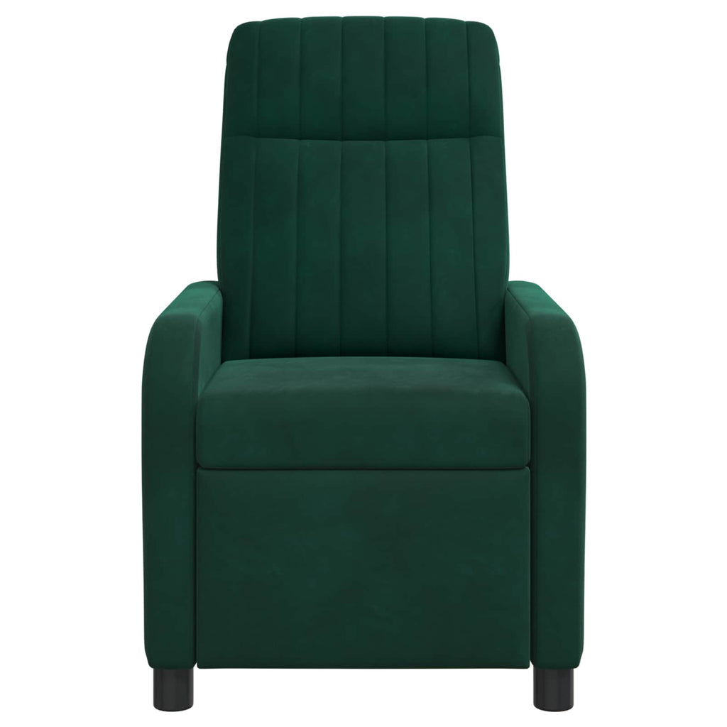 vidaXL Fotel recliner Ciemnozielony Welur