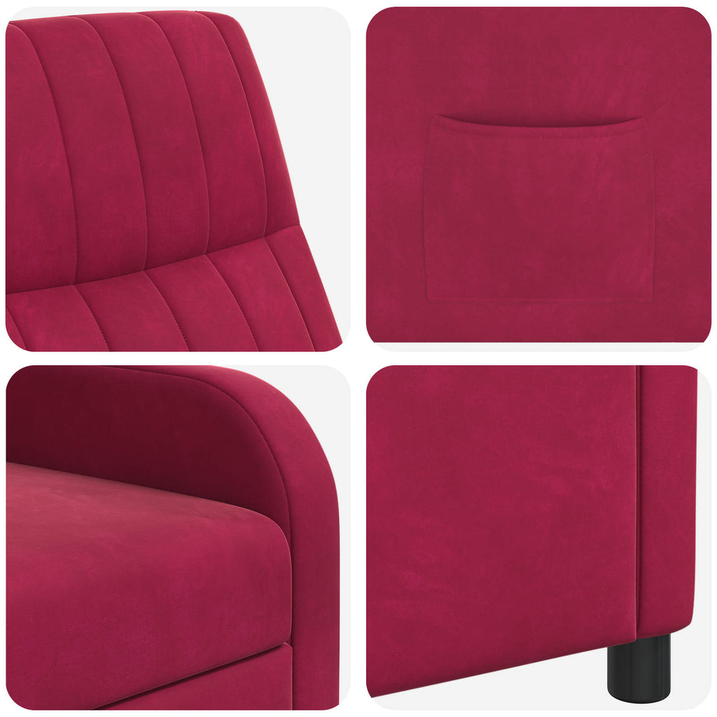 vidaXL Fotel recliner Czerwone wino Welur