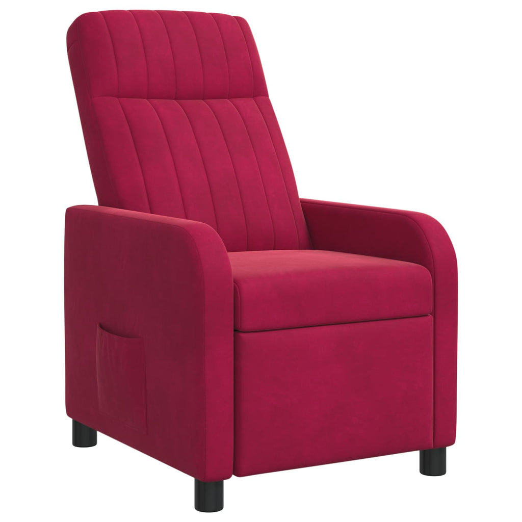 vidaXL Fotel recliner Czerwone wino Welur