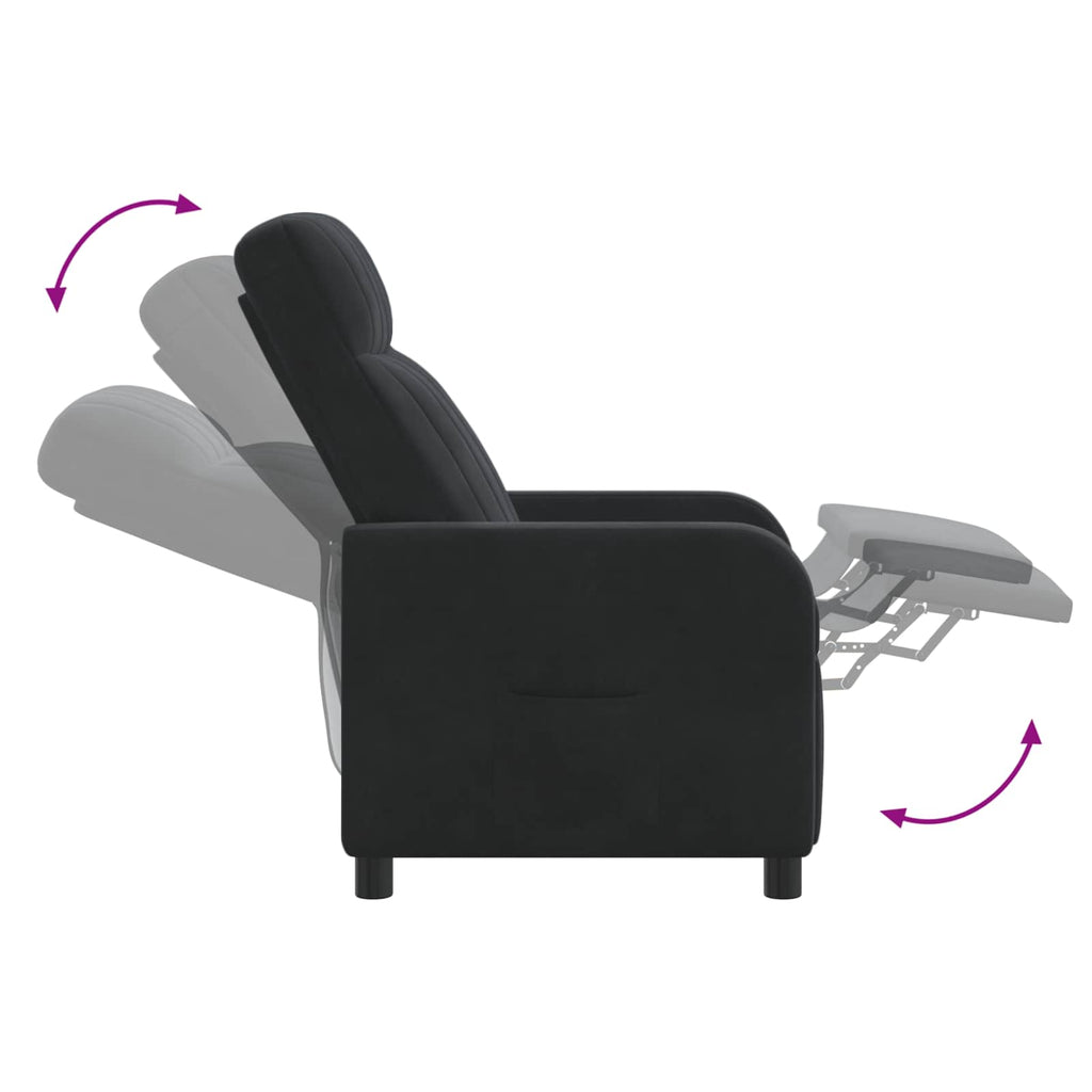 vidaXL Fotel recliner Czarny Welur