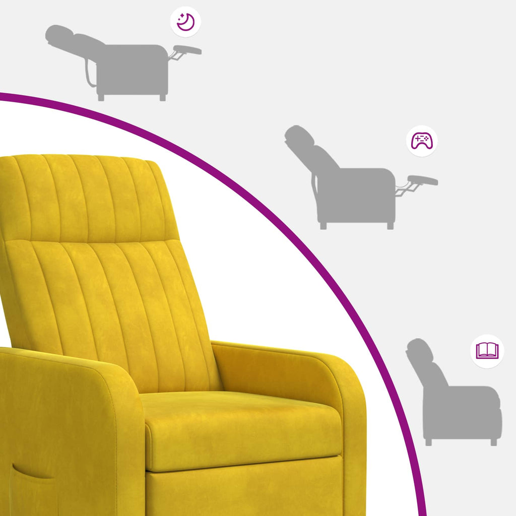 vidaXL Fotel recliner żółty Welur