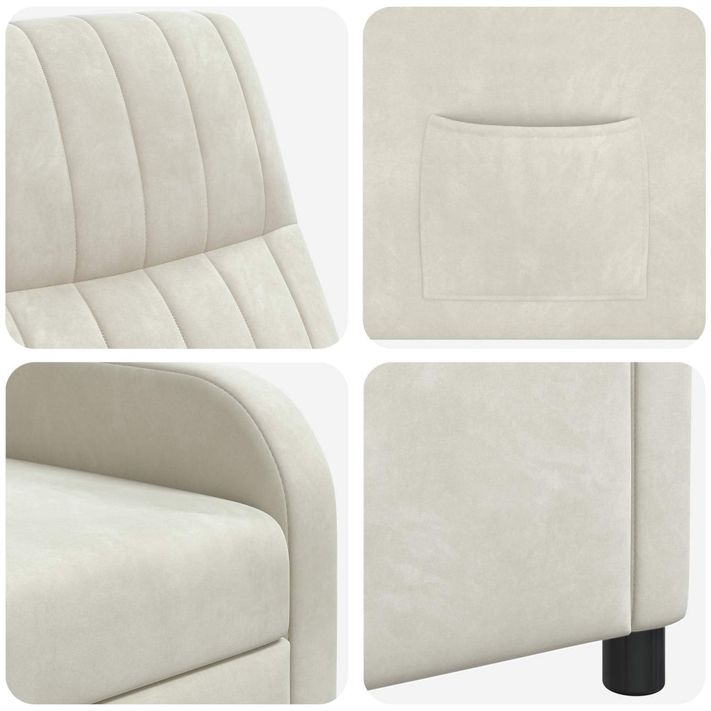 vidaXL Fotel recliner kremowy Welur