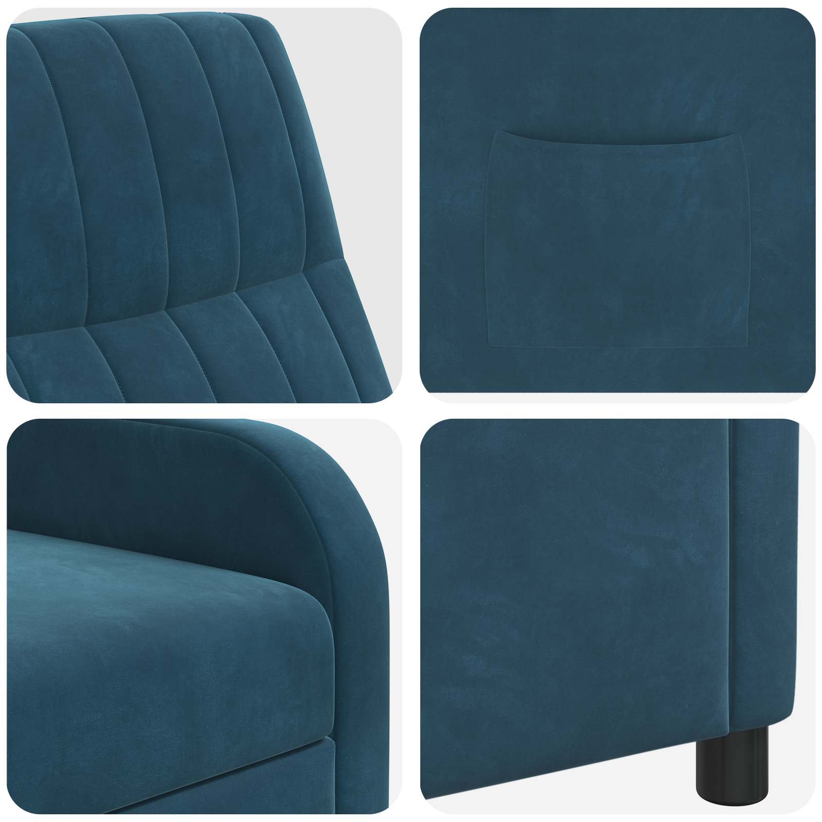 vidaXL Fotel recliner niebieski Welur