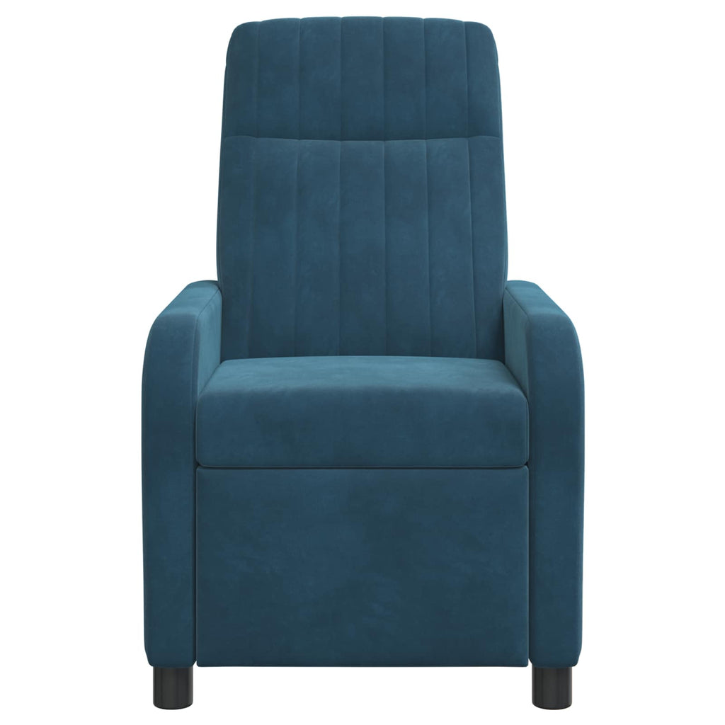 vidaXL Fotel recliner niebieski Welur