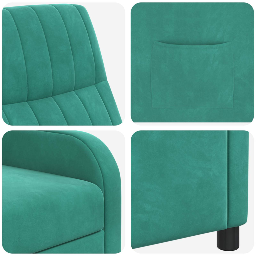 vidaXL Fotel recliner Turkusowy Welur