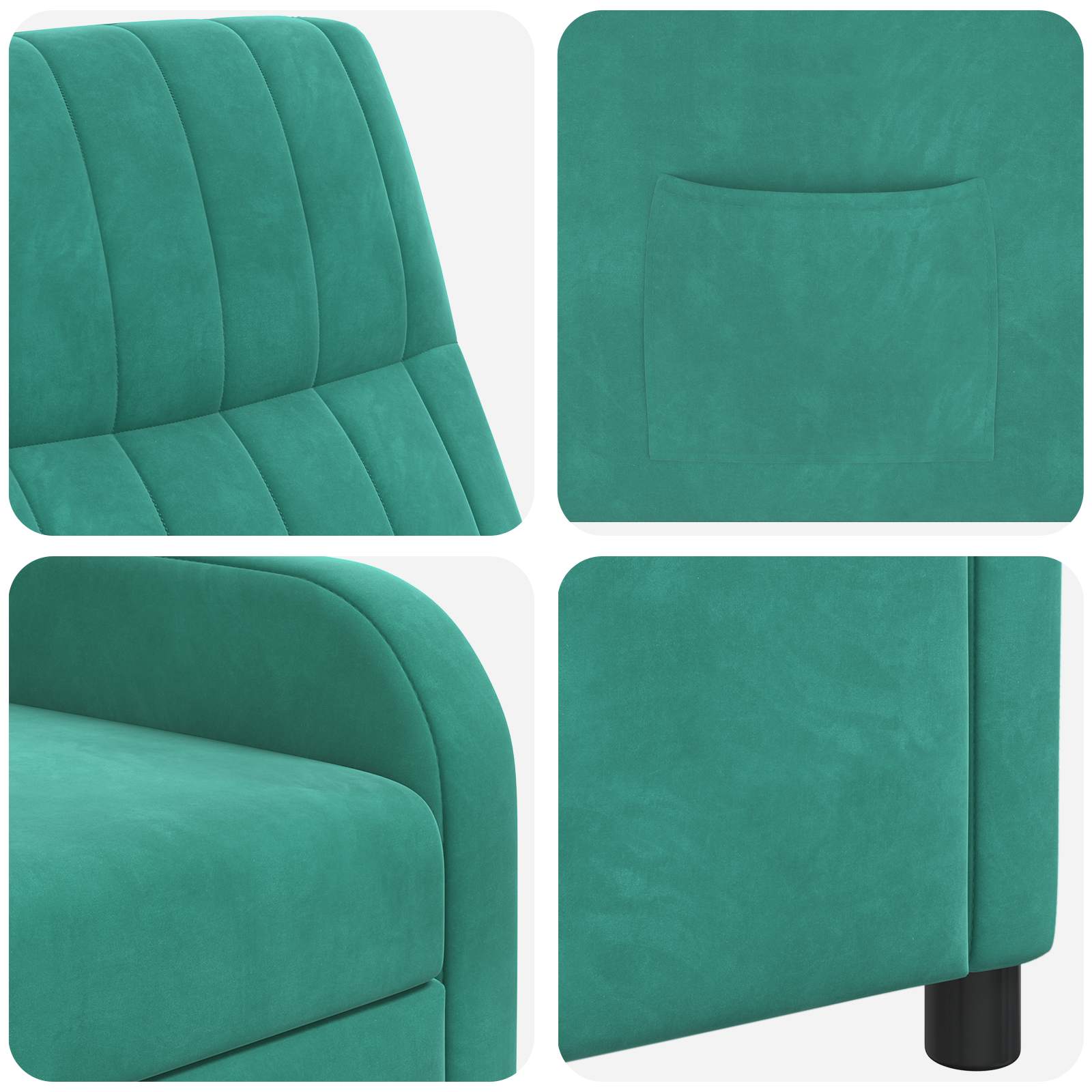 vidaXL Fotel recliner Turkusowy Welur