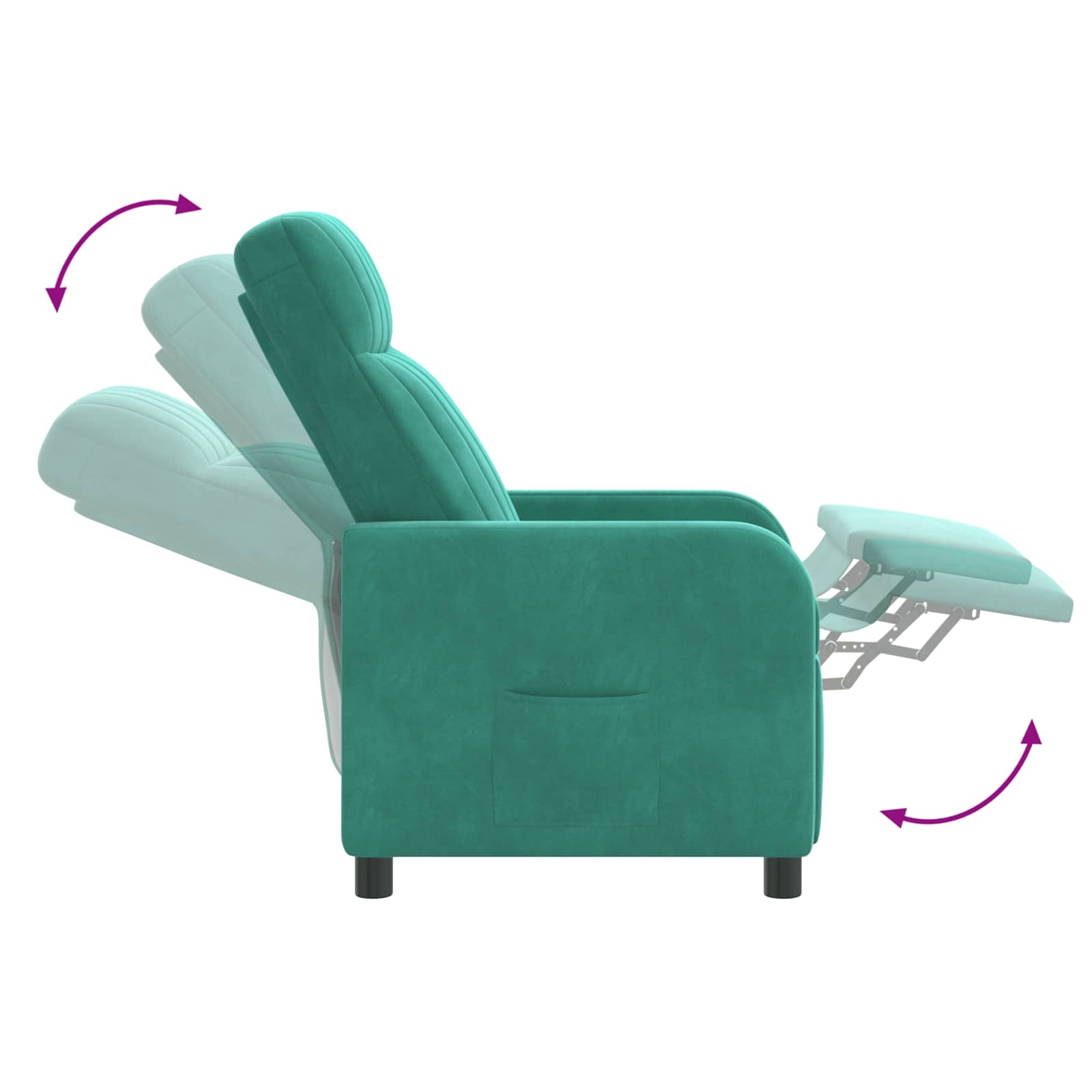 vidaXL Fotel recliner Turkusowy Welur