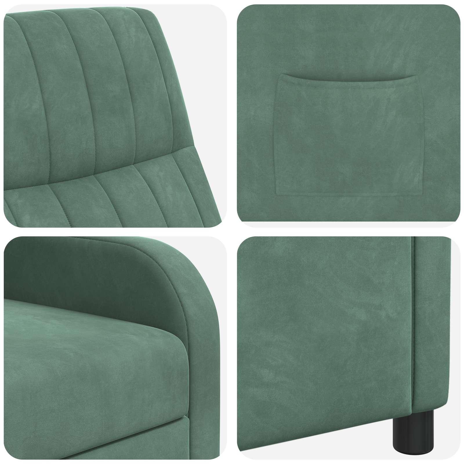 vidaXL Fotel recliner Zielony morski Welur