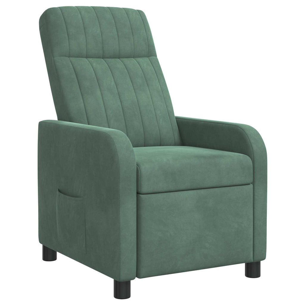 vidaXL Fotel recliner Zielony morski Welur