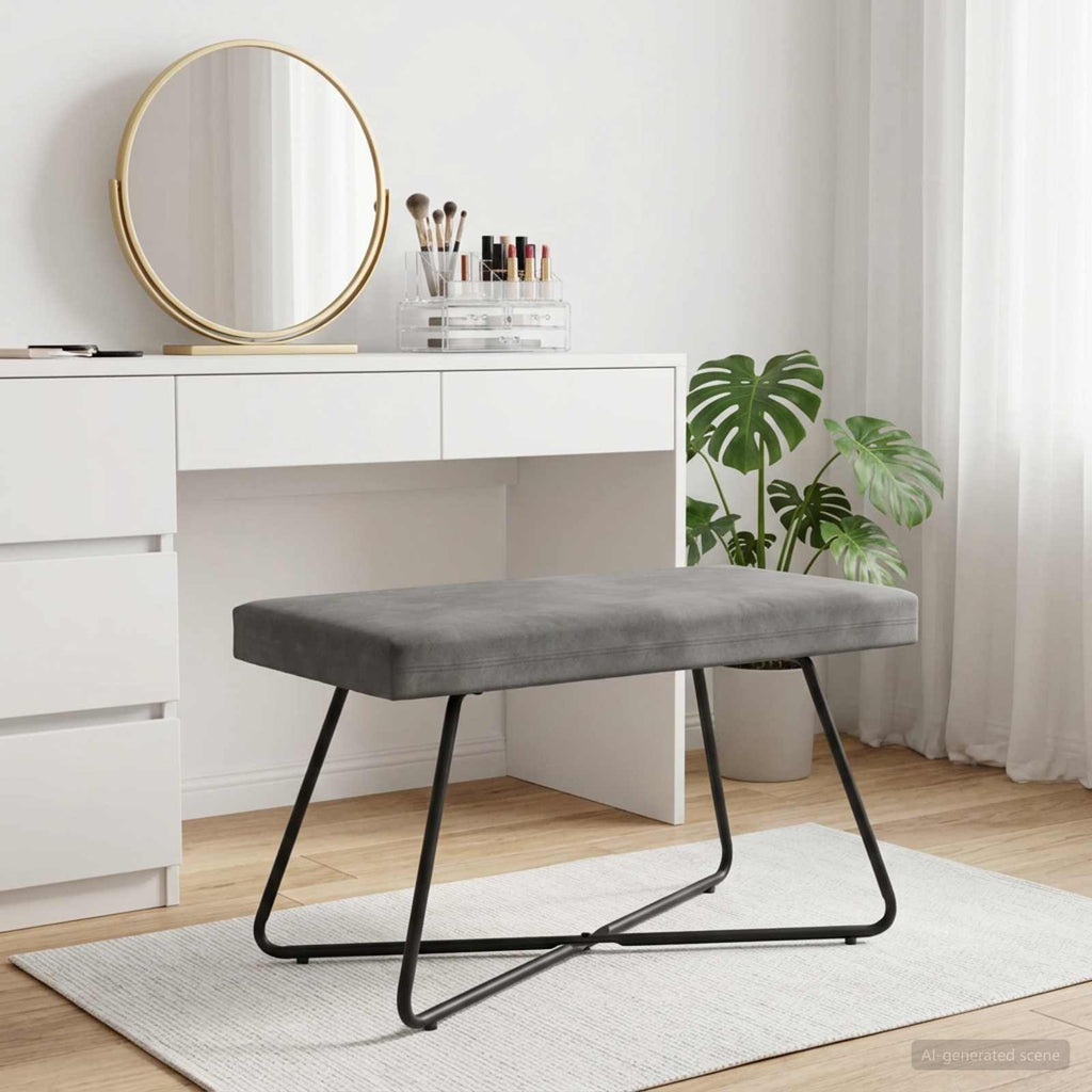 vidaXL ławka ciemnoszary 80 x 40 x 45 cm Welur