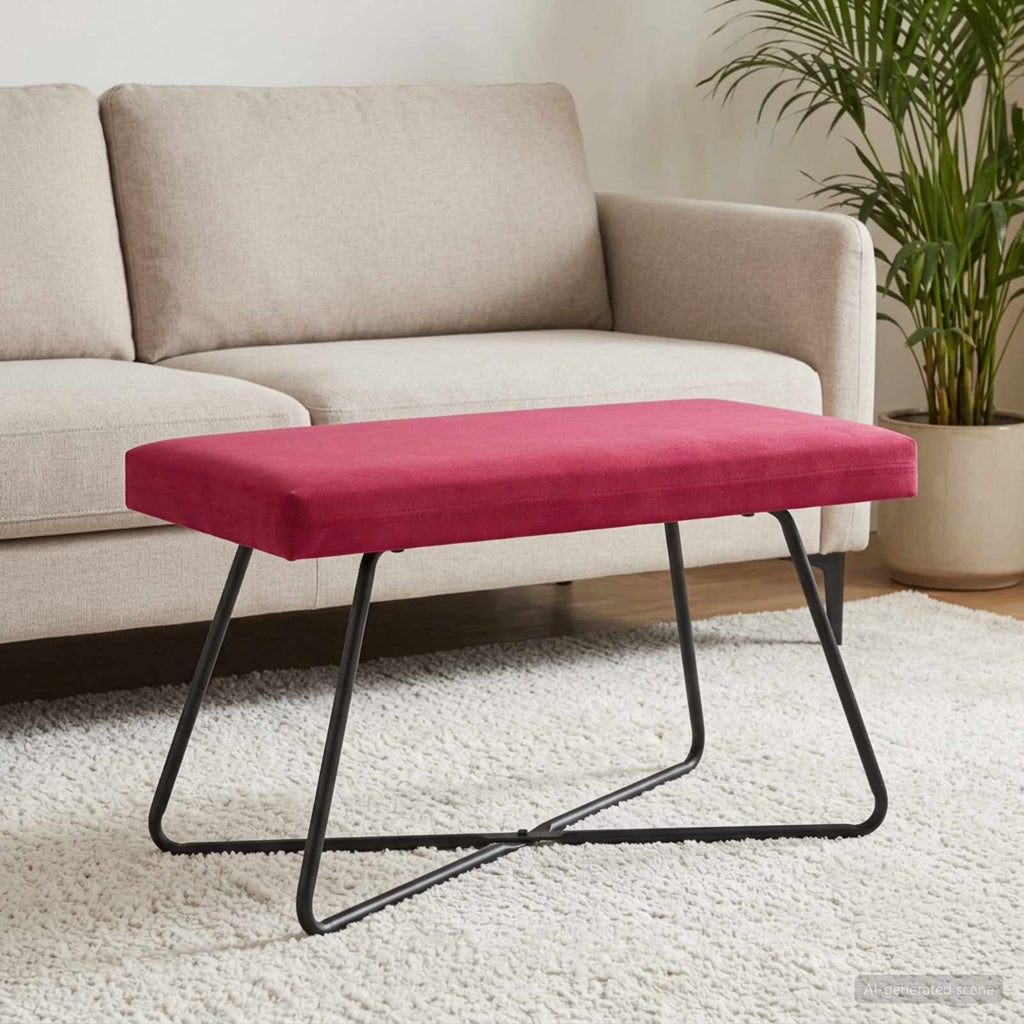 vidaXL ławka Czerwone wino 80 x 40 x 45 cm Welur