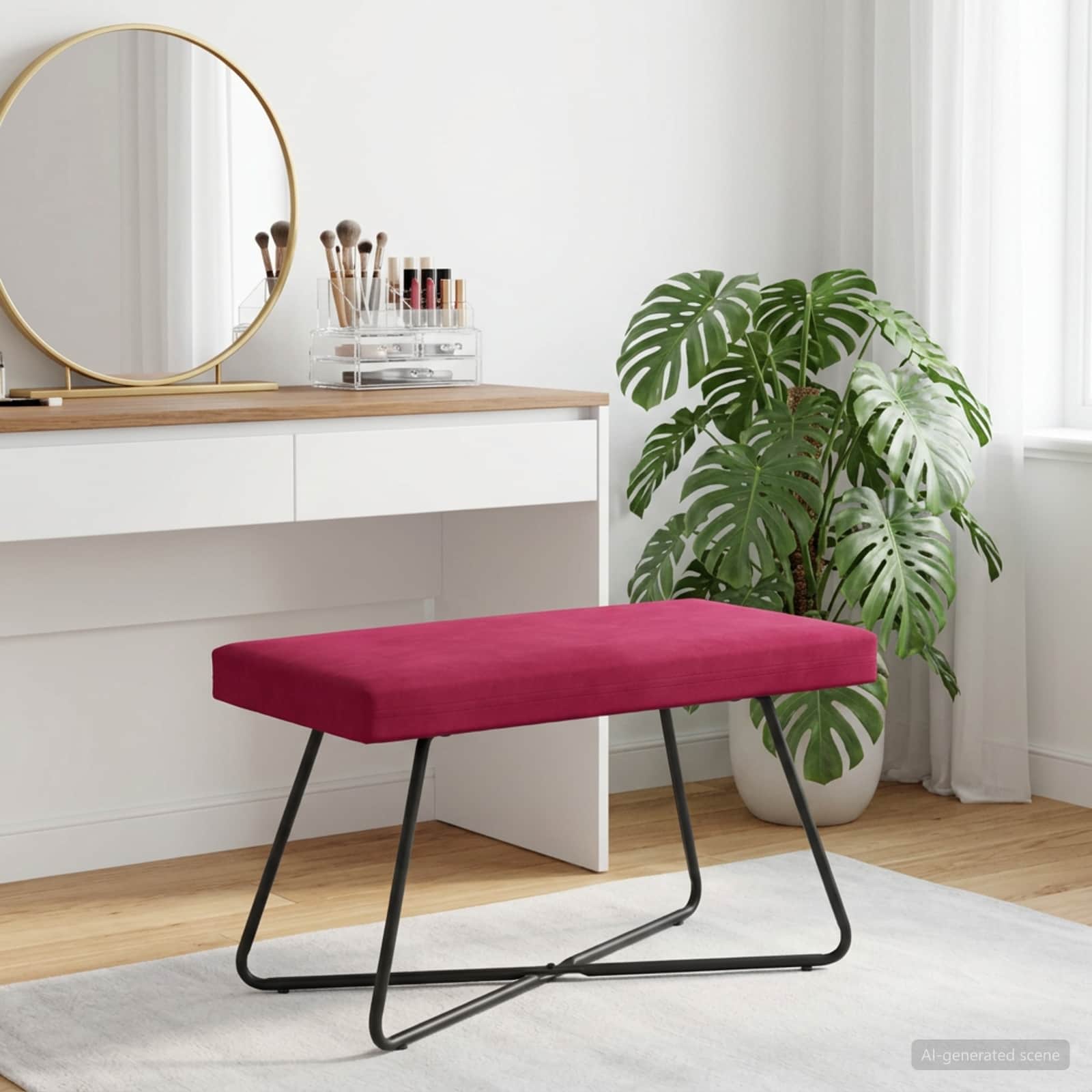 vidaXL ławka Czerwone wino 80 x 40 x 45 cm Welur
