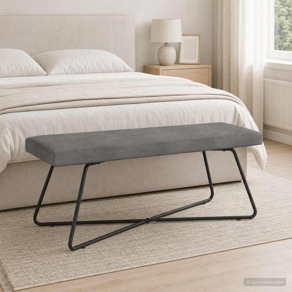 vidaXL ławka ciemnoszary 110 x 40 x 45 cm Welur