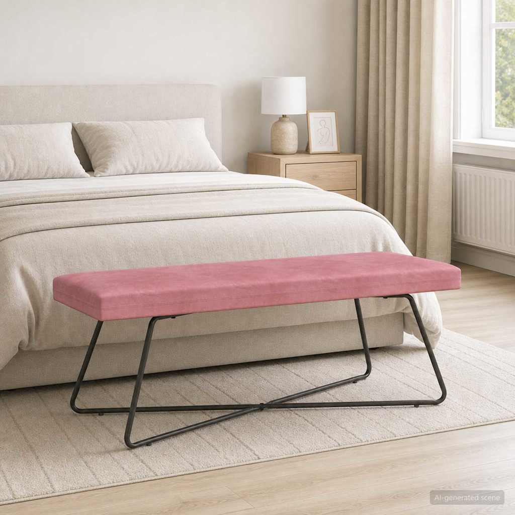 vidaXL ławka różowy 110 x 40 x 45 cm Welur