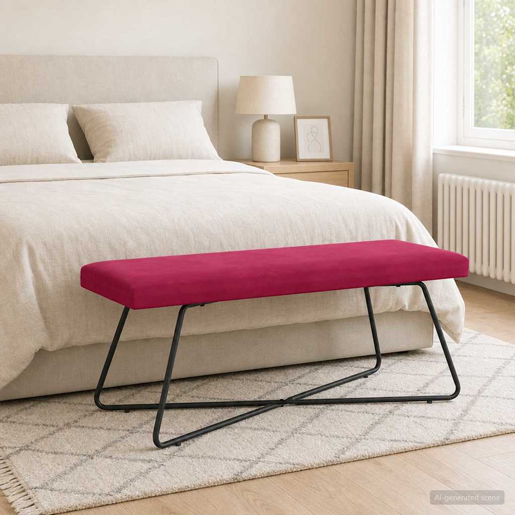 vidaXL ławka Czerwone wino 110 x 40 x 45 cm Welur
