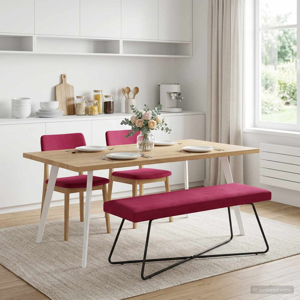 vidaXL ławka Czerwone wino 110 x 40 x 45 cm Welur