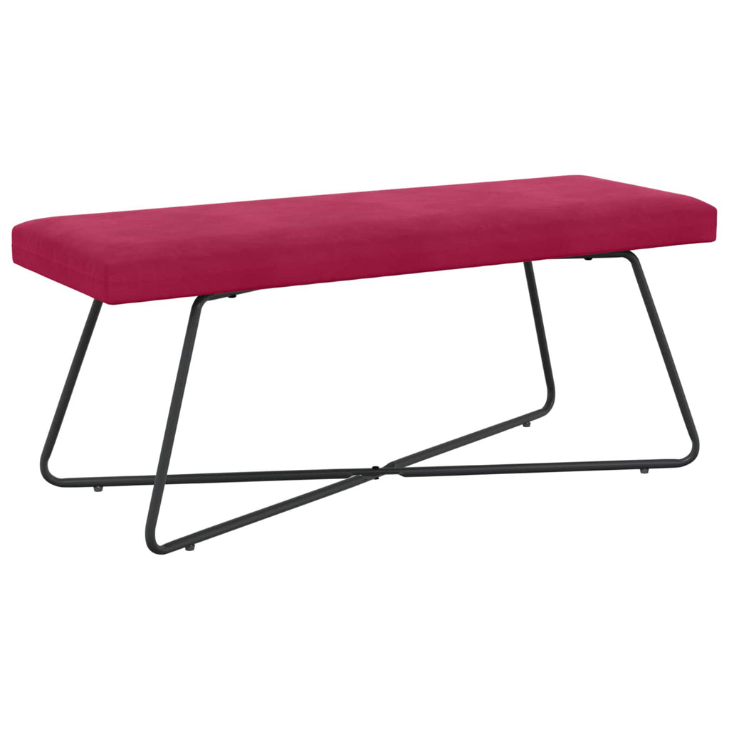 vidaXL ławka Czerwone wino 110 x 40 x 45 cm Welur