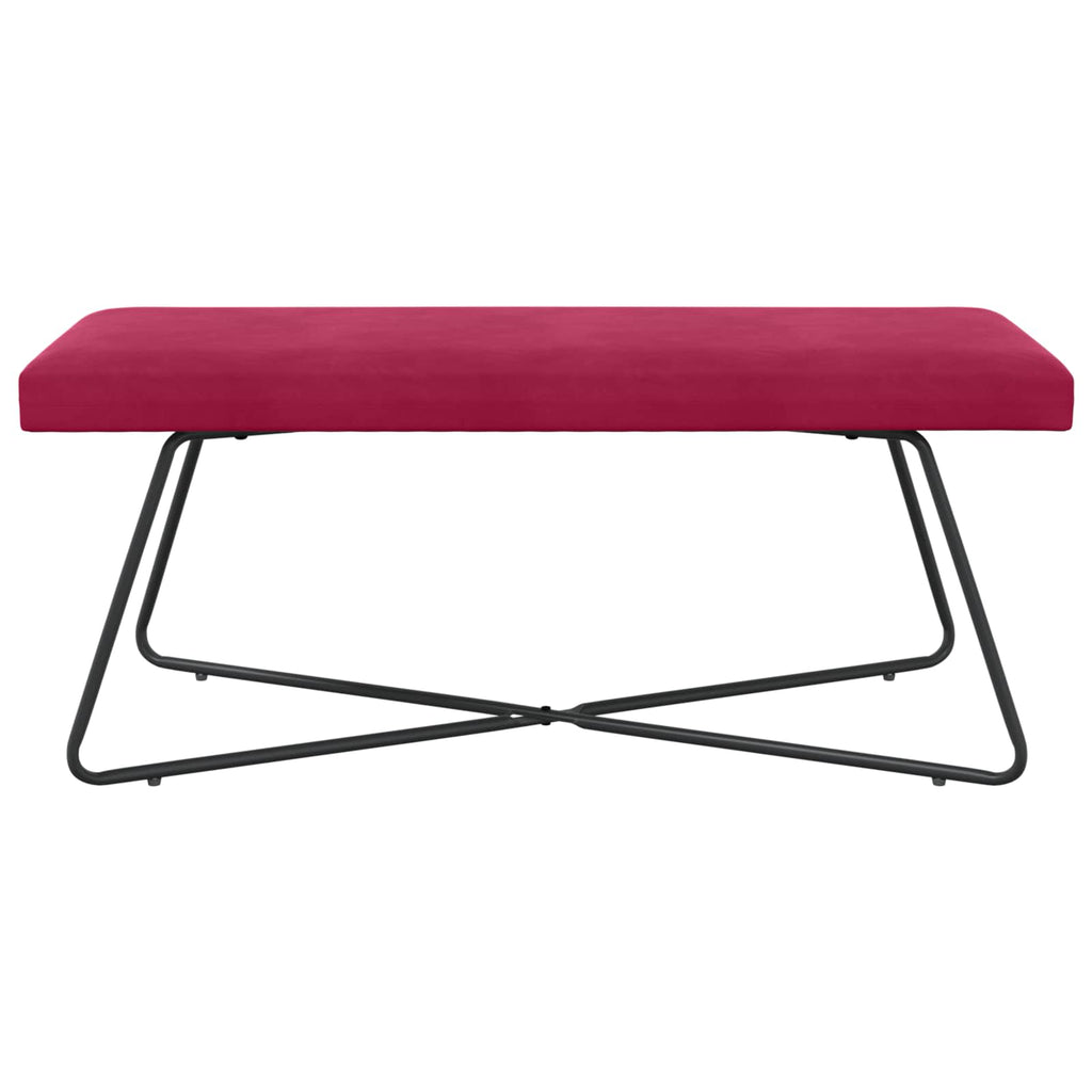 vidaXL ławka Czerwone wino 110 x 40 x 45 cm Welur