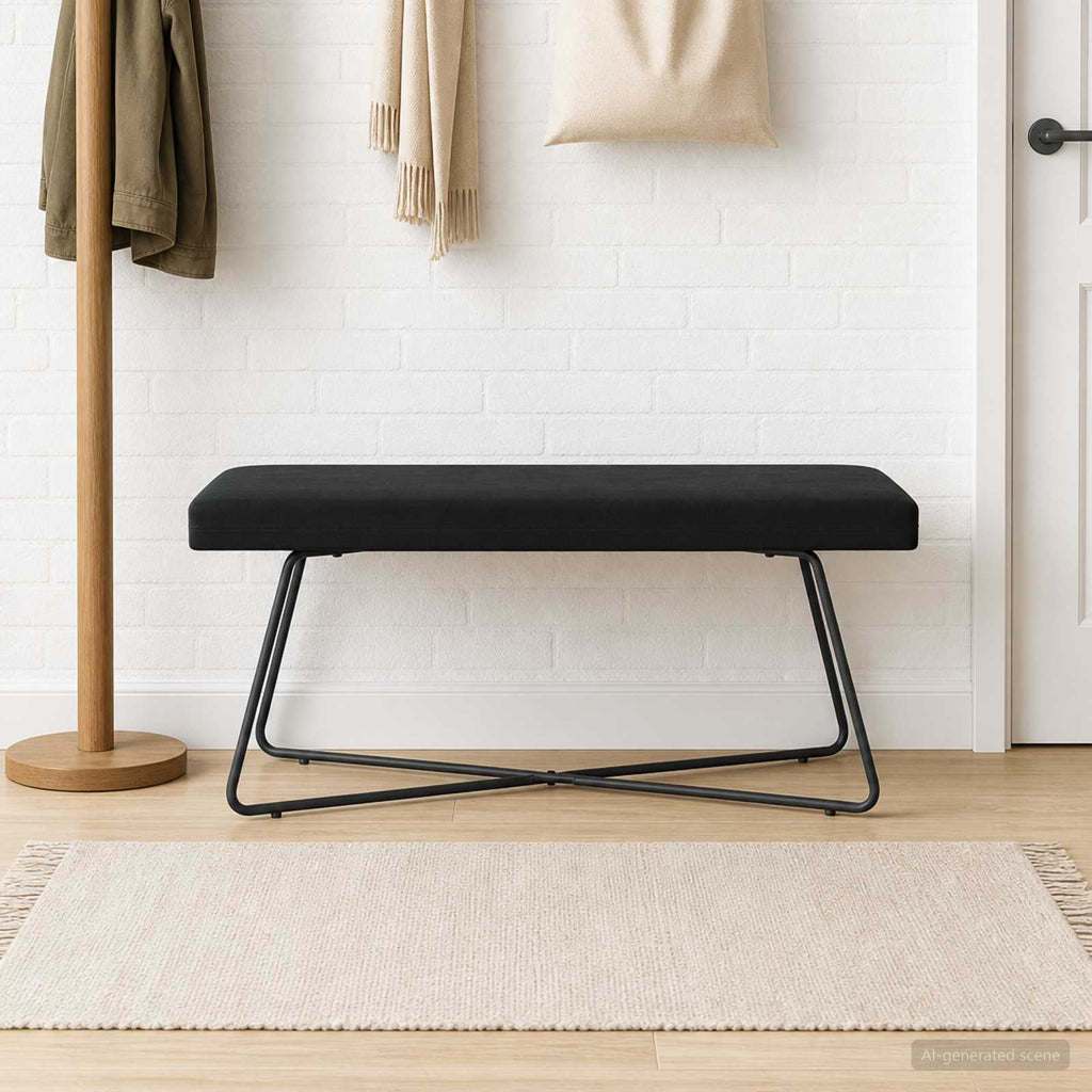 vidaXL ławka Czarny 110 x 40 x 45 cm Welur