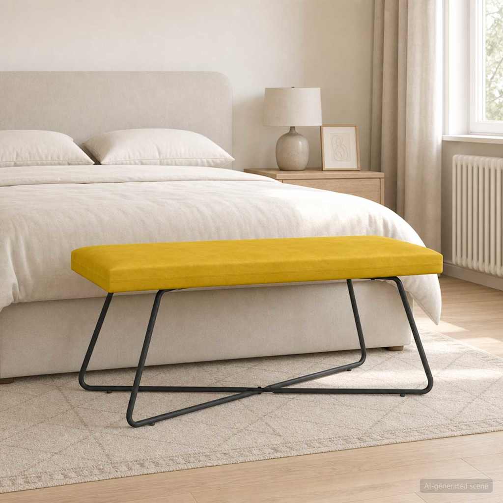 vidaXL ławka żółty 110 x 40 x 45 cm Welur