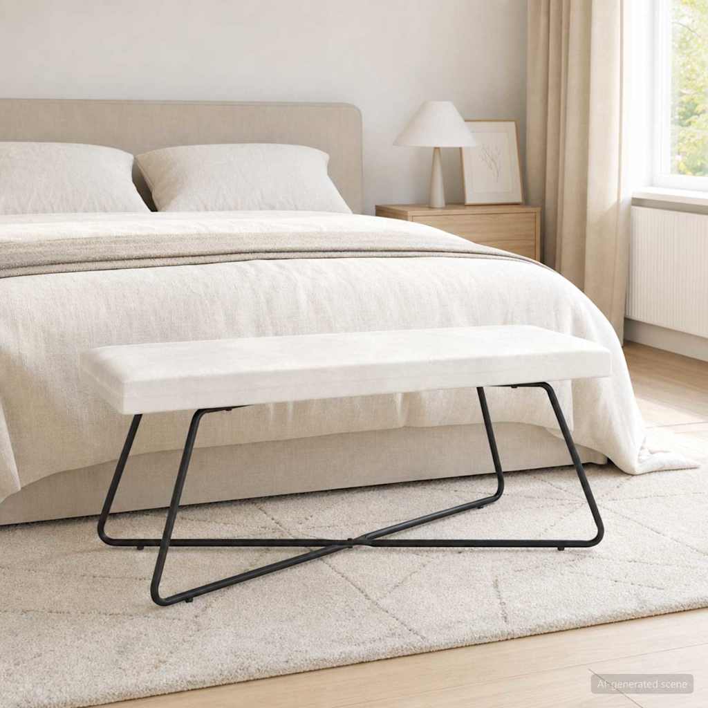 vidaXL ławka kremowy 110 x 40 x 45 cm Welur