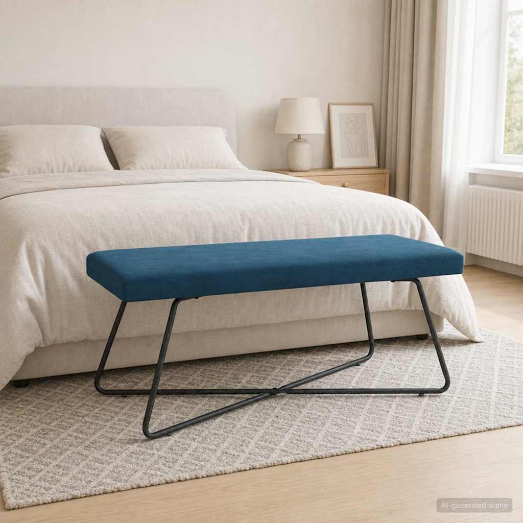 vidaXL ławka niebieski 110 x 40 x 45 cm Welur