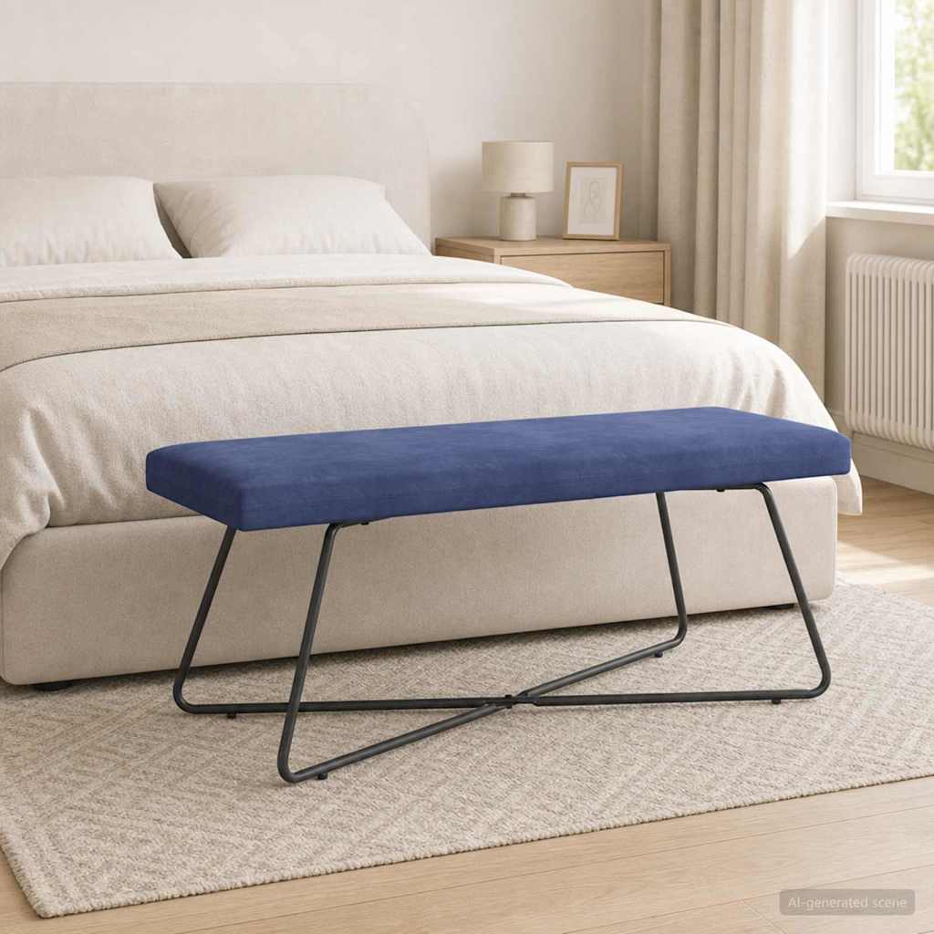 vidaXL ławka Niebieski policyjny 110 x 40 x 45 cm Welur