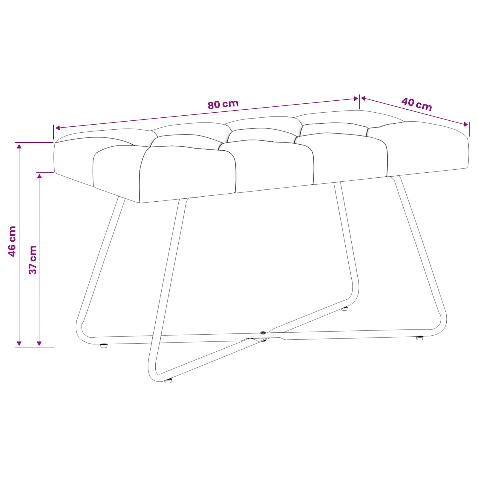 vidaXL Ławka z guzikami Ciemnoszary 80 x 40 x 46 cm tkanina