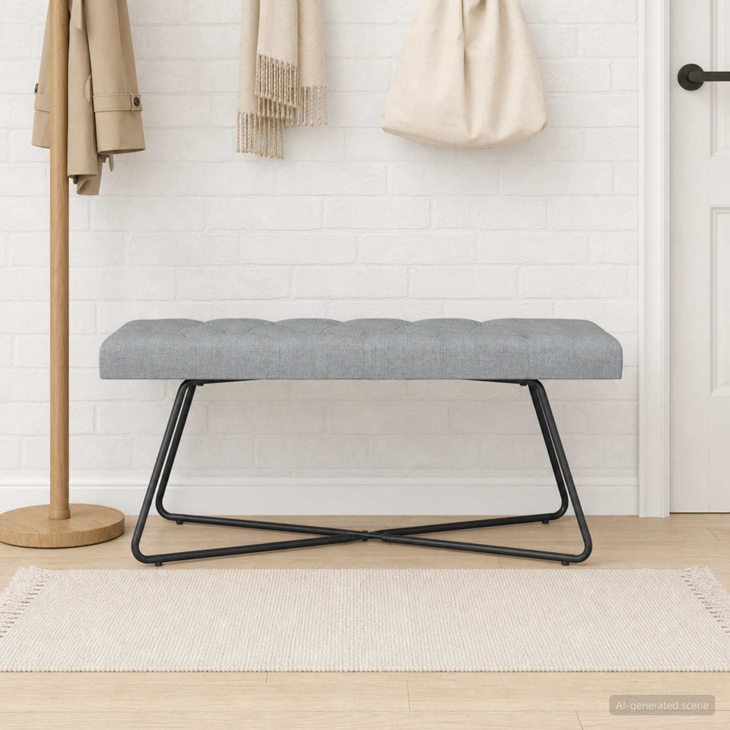 vidaXL Ławka z guzikami jasnoszary 110 x 40 x 46 cm tkanina
