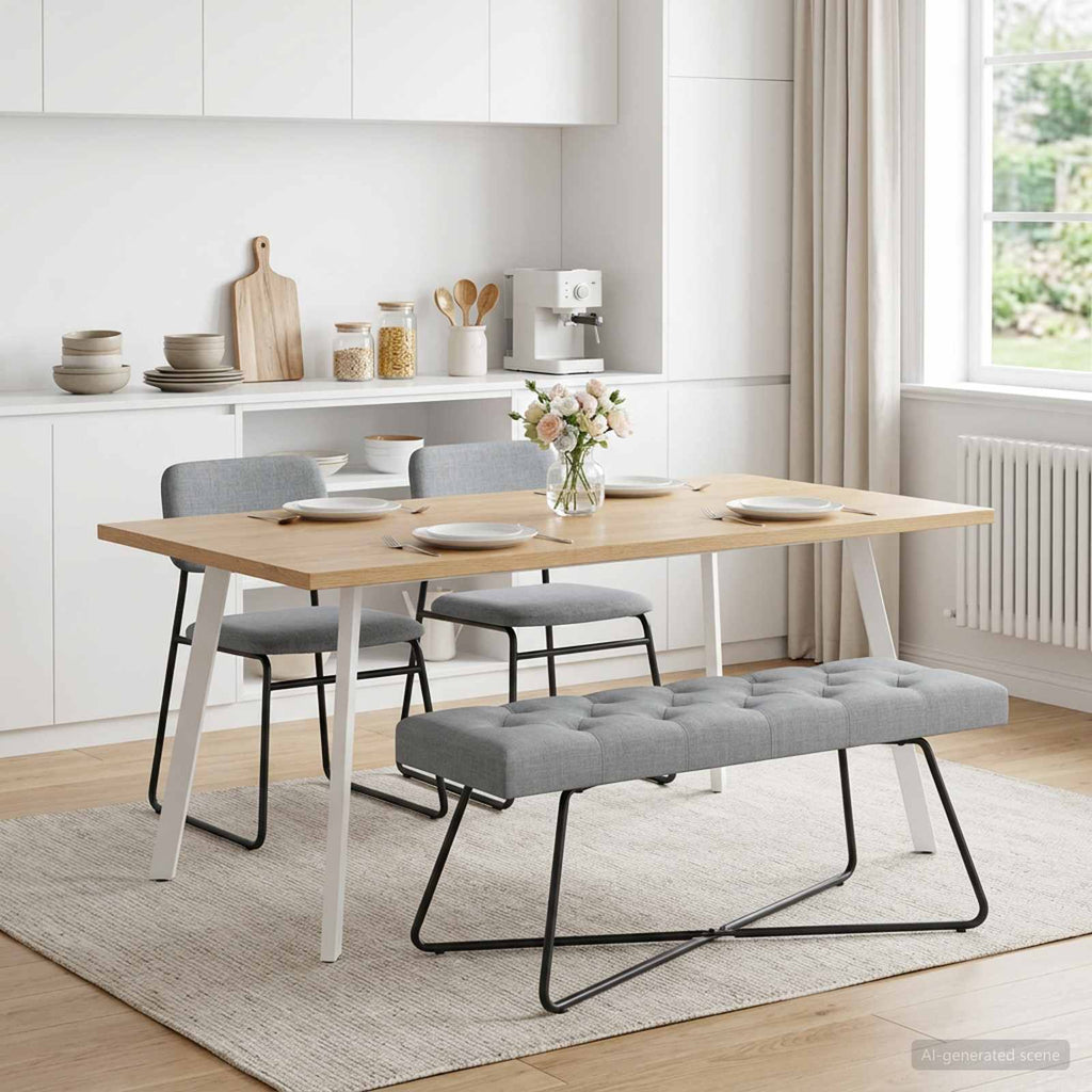 vidaXL Ławka z guzikami jasnoszary 110 x 40 x 46 cm tkanina