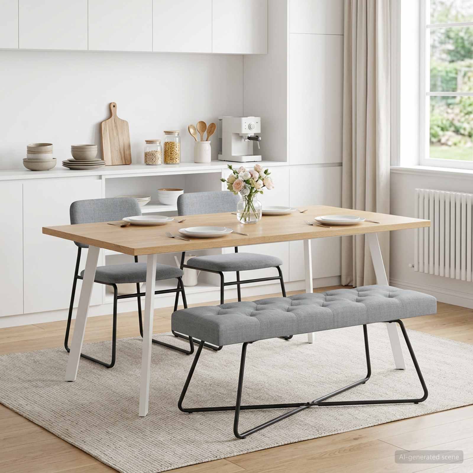 vidaXL Ławka z guzikami jasnoszary 110 x 40 x 46 cm tkanina