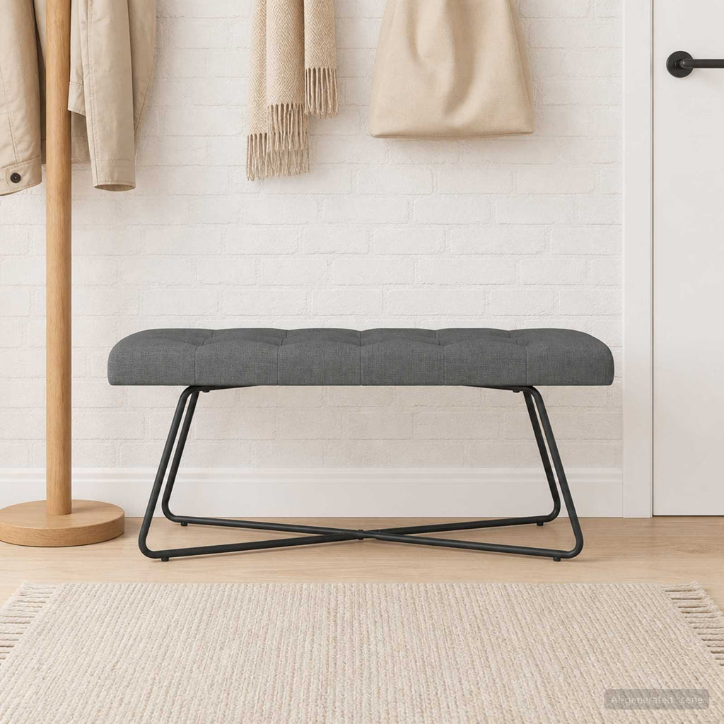 vidaXL Ławka z guzikami ciemnoszary 110 x 40 x 46 cm tkanina