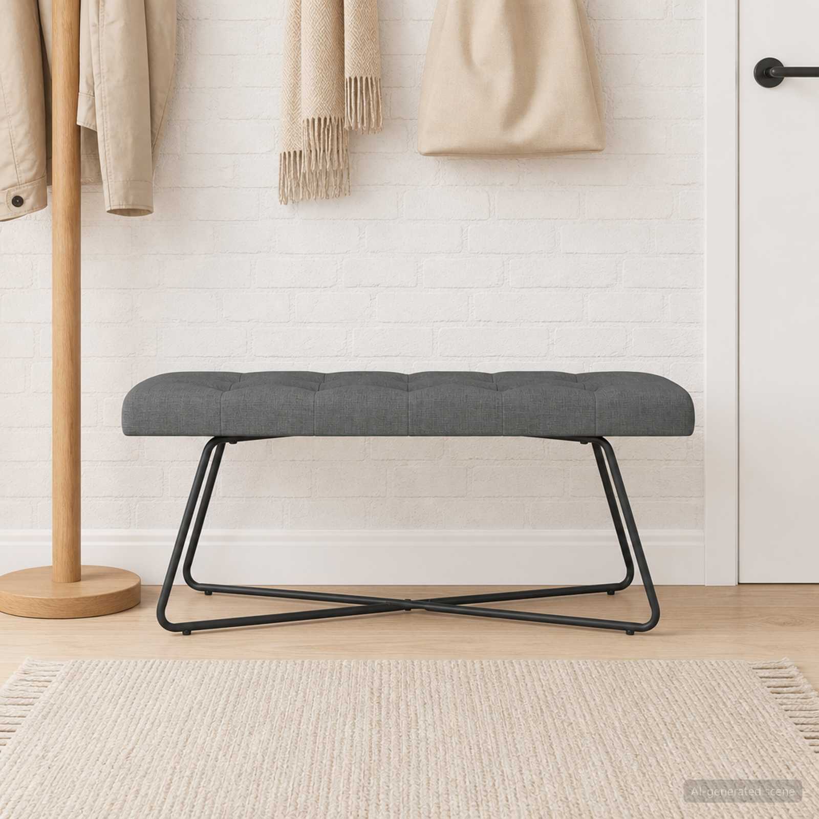 vidaXL Ławka z guzikami ciemnoszary 110 x 40 x 46 cm tkanina