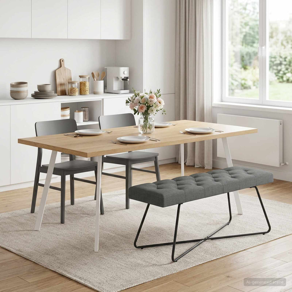 vidaXL Ławka z guzikami ciemnoszary 110 x 40 x 46 cm tkanina