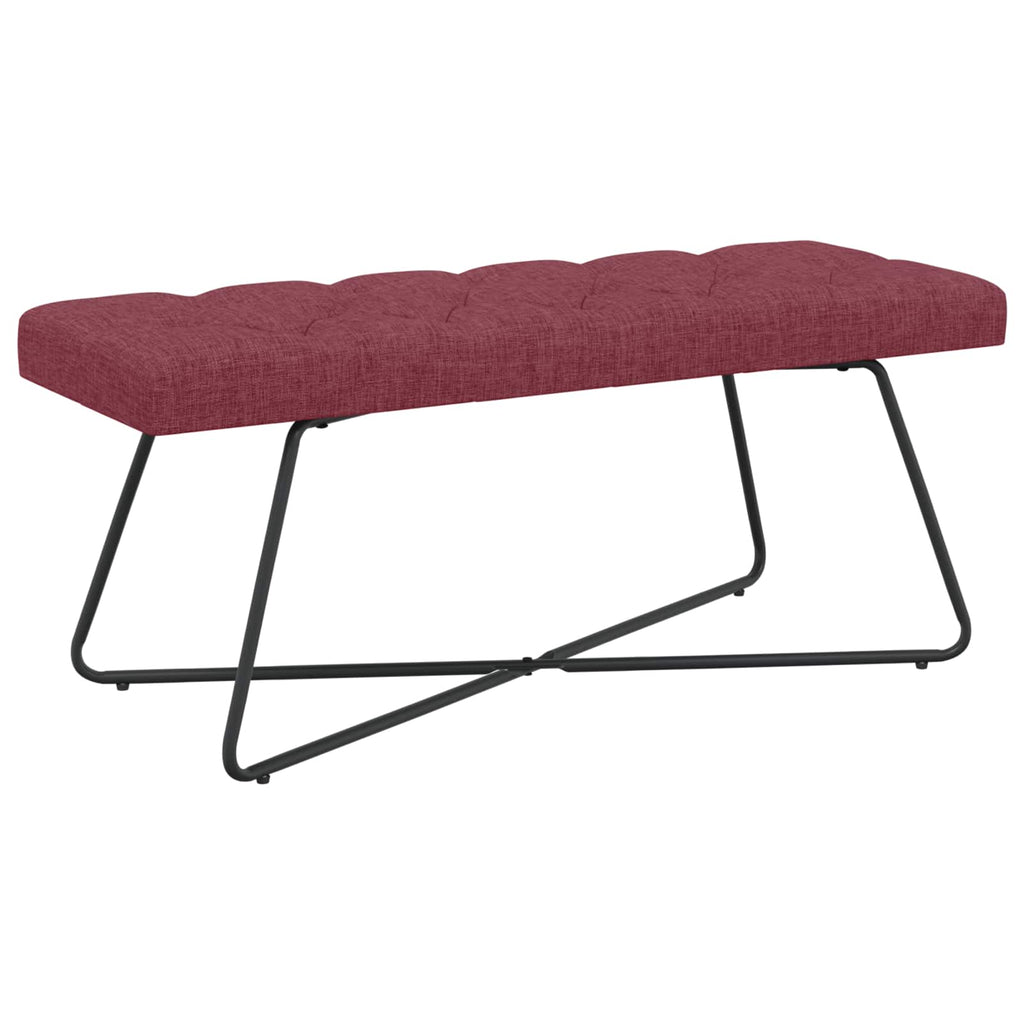 vidaXL Ławka z guzikami Czerwone wino 110 x 40 x 46 cm tkanina