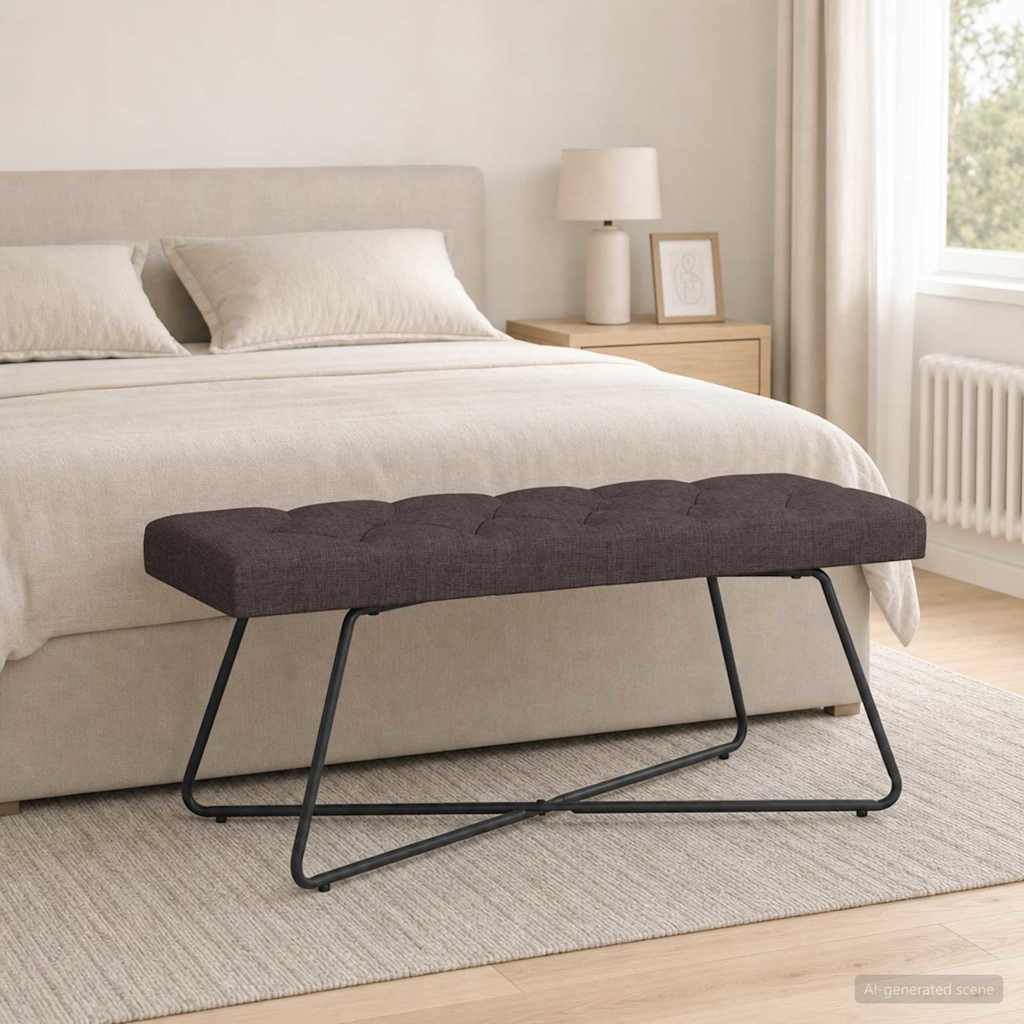 vidaXL Ławka z guzikami Ciemny brąz 110 x 40 x 46 cm tkanina