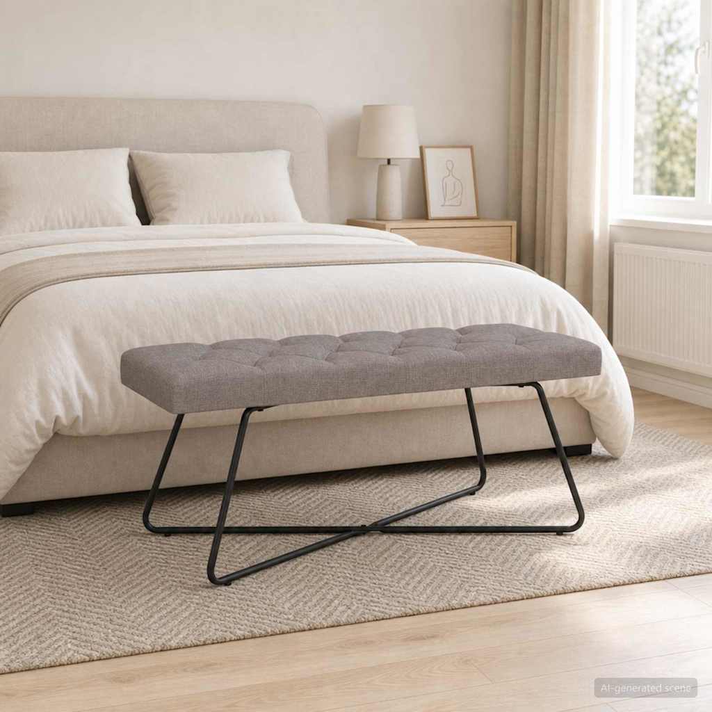 vidaXL Ławka z guzikami Ciemnoszary 110 x 40 x 46 cm tkanina