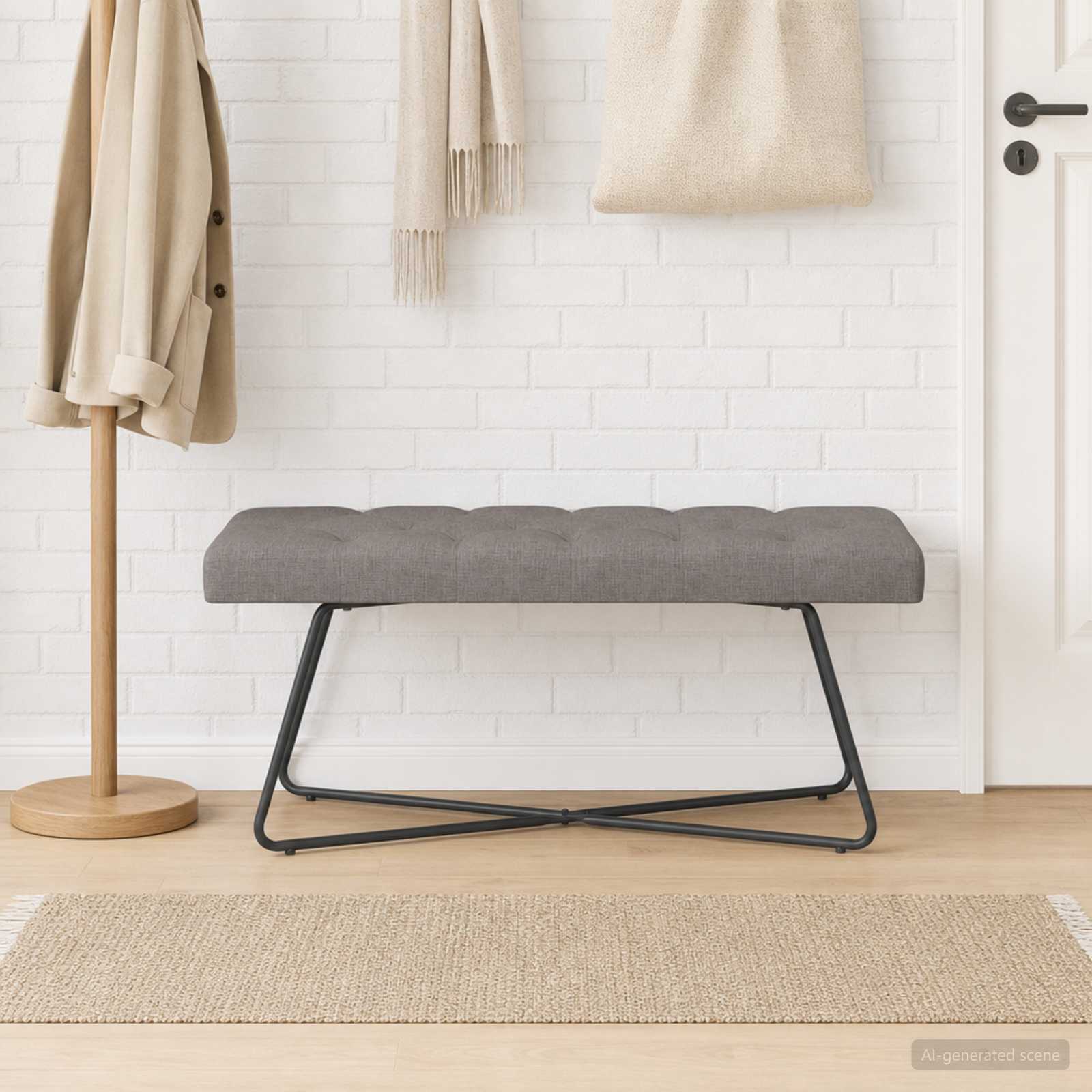 vidaXL Ławka z guzikami Ciemnoszary 110 x 40 x 46 cm tkanina
