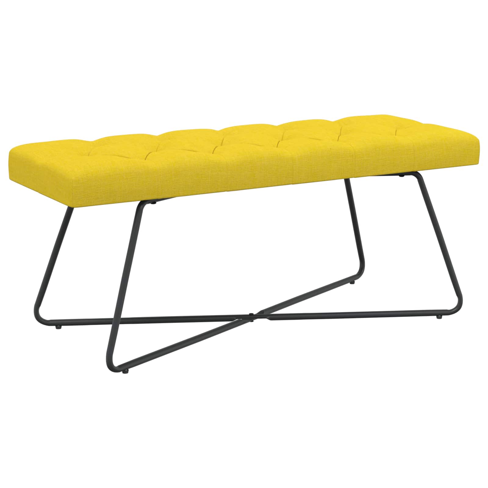 vidaXL Ławka z guzikami Jasnożółty 110 x 40 x 46 cm tkanina
