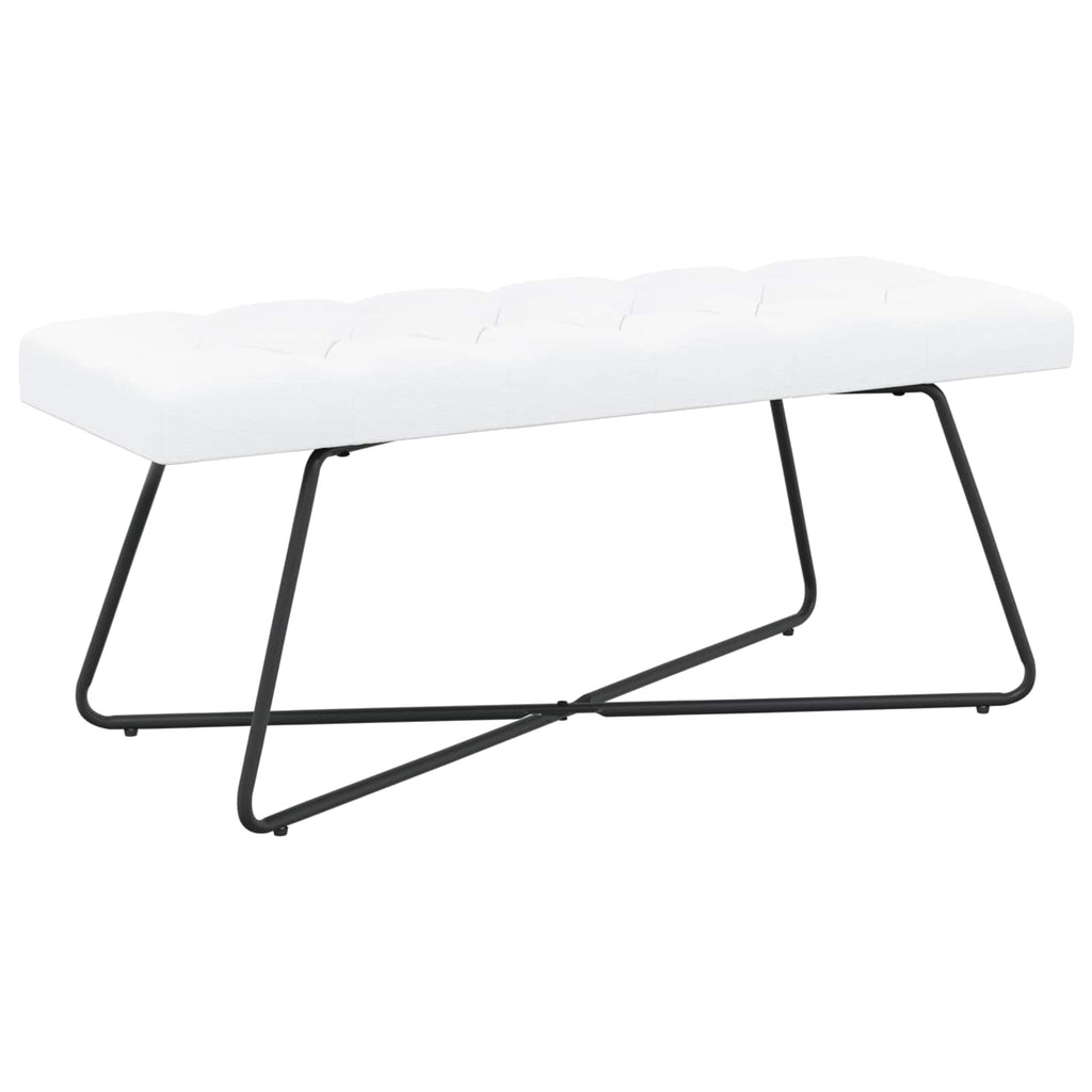 vidaXL Ławka z guzikami Biały 110 x 40 x 46 cm tkanina