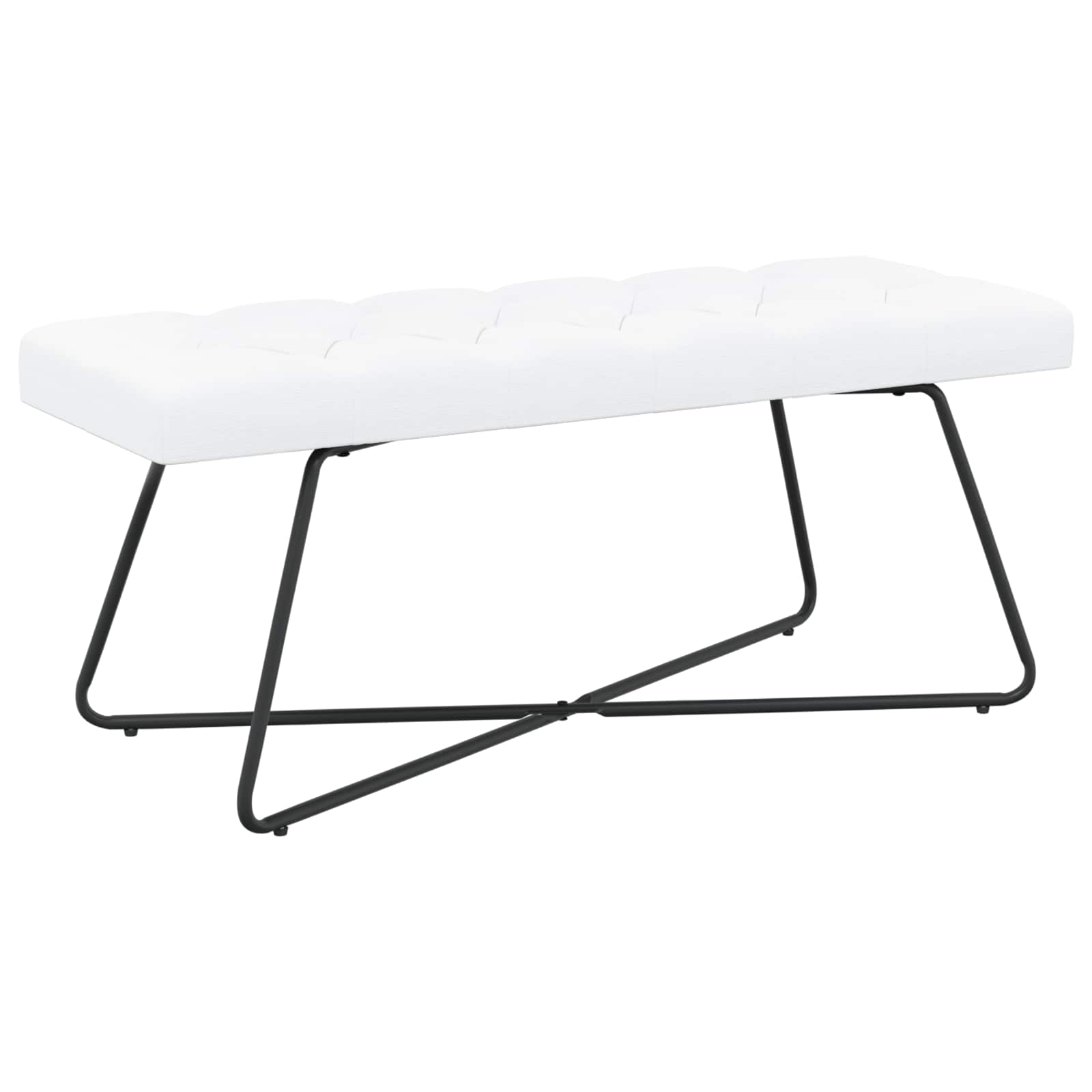 vidaXL Ławka z guzikami Biały 110 x 40 x 46 cm tkanina