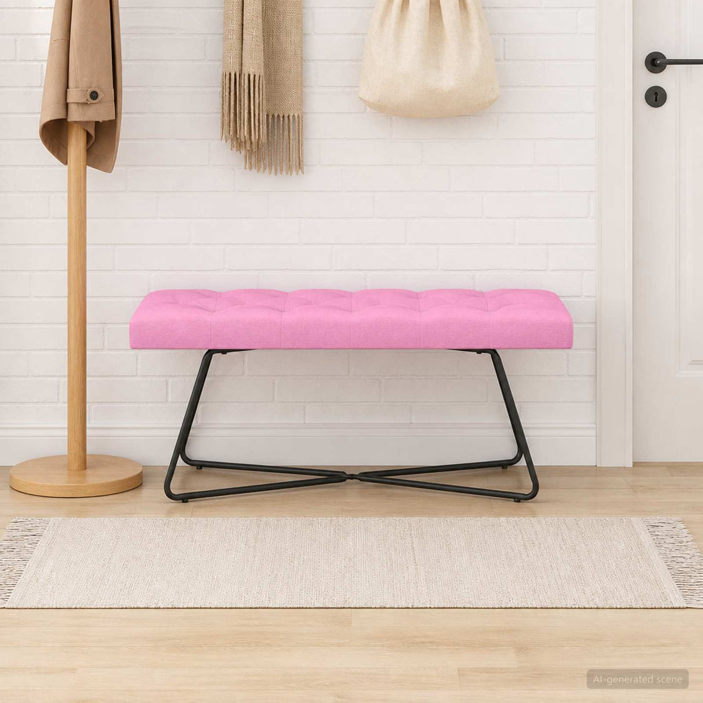 vidaXL Ławka z guzikami różowy 110 x 40 x 46 cm tkanina