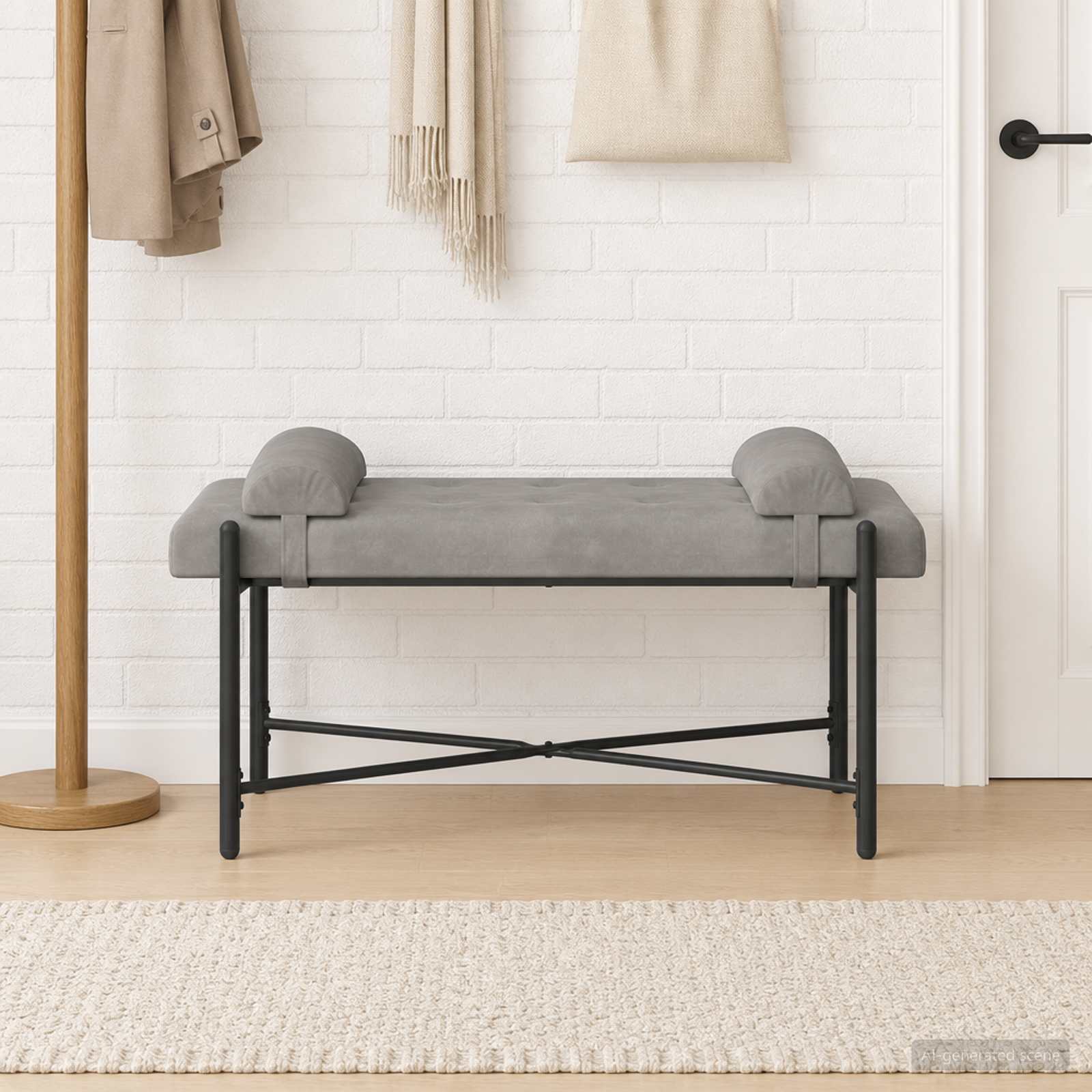 vidaXL Ławka z guzikami i poduszkami jasnoszary 110 x 40 x 46 cm Welur