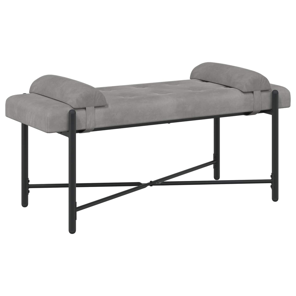 vidaXL Ławka z guzikami i poduszkami jasnoszary 110 x 40 x 46 cm Welur