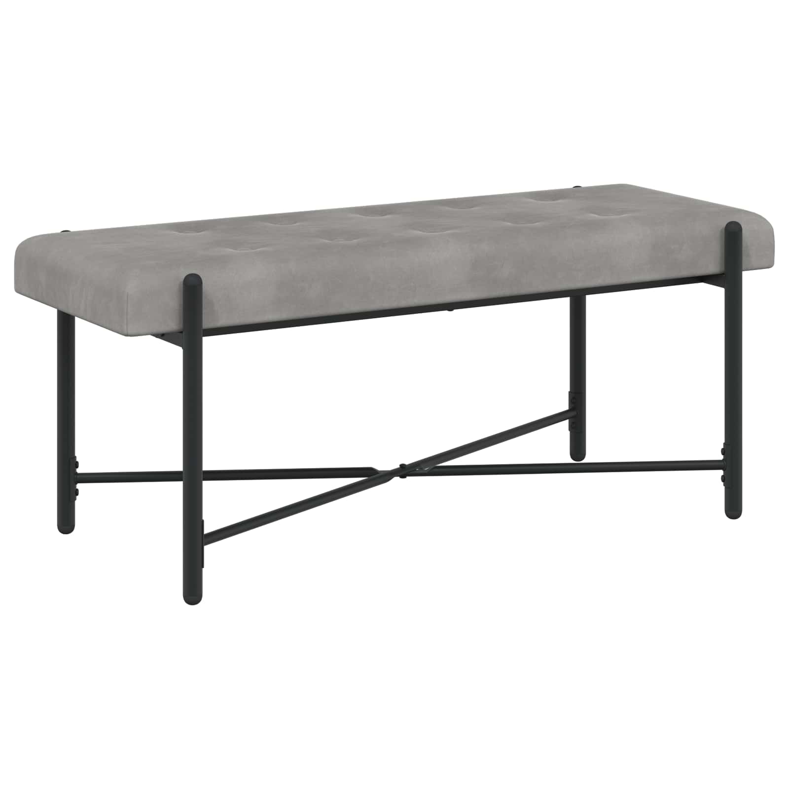 vidaXL Ławka z guzikami i poduszkami jasnoszary 110 x 40 x 46 cm Welur