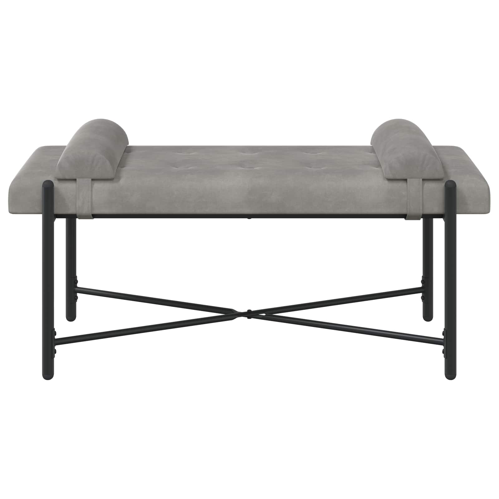 vidaXL Ławka z guzikami i poduszkami jasnoszary 110 x 40 x 46 cm Welur