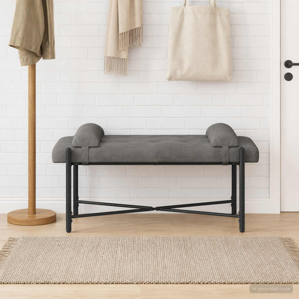 vidaXL Ławka z guzikami i poduszkami ciemnoszary 110 x 40 x 46 cm