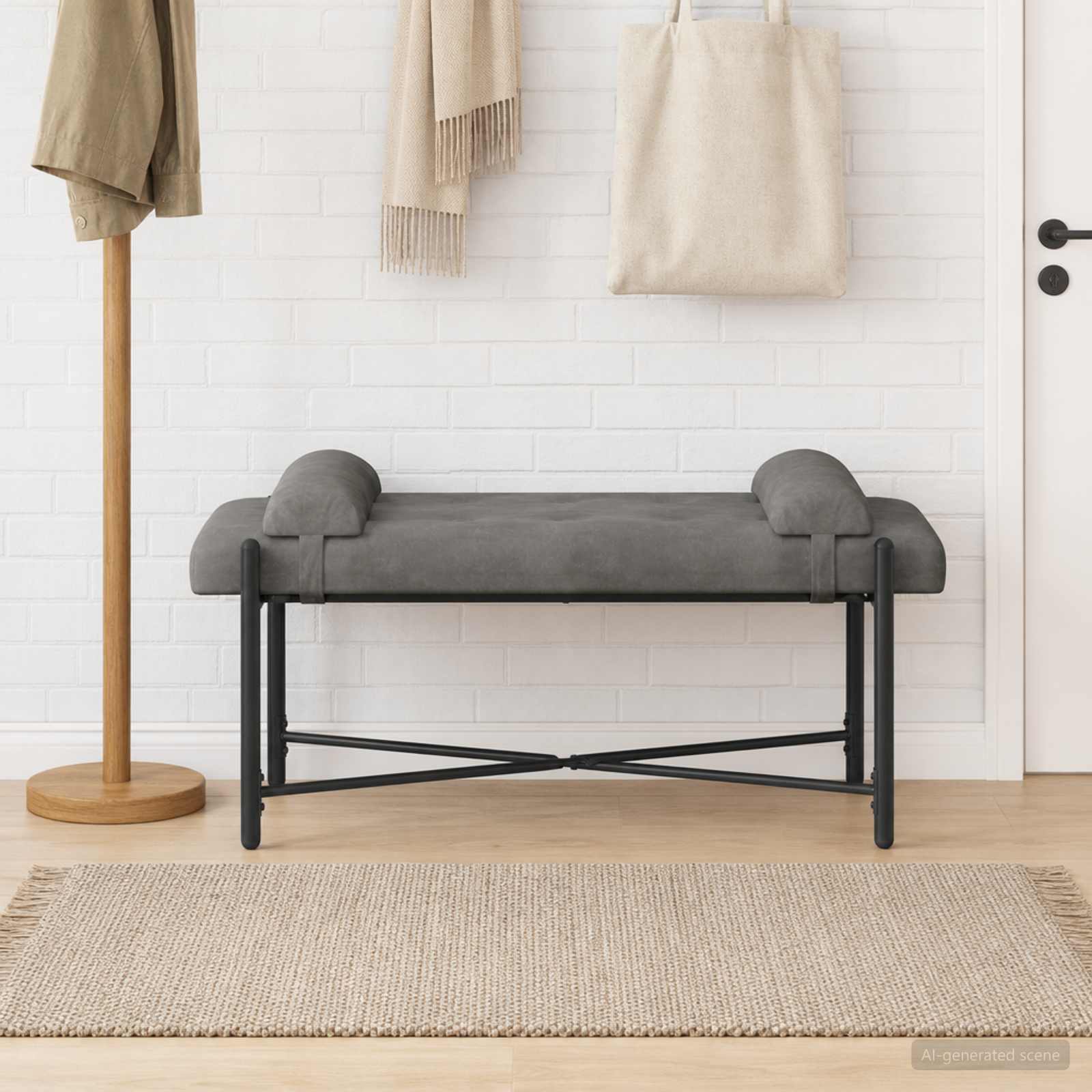 vidaXL Ławka z guzikami i poduszkami ciemnoszary 110 x 40 x 46 cm