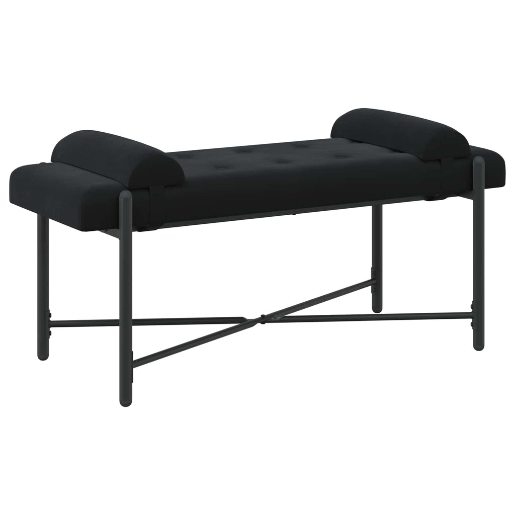 vidaXL Ławka z guzikami i poduszkami Czarny 110 x 40 x 46 cm Welur